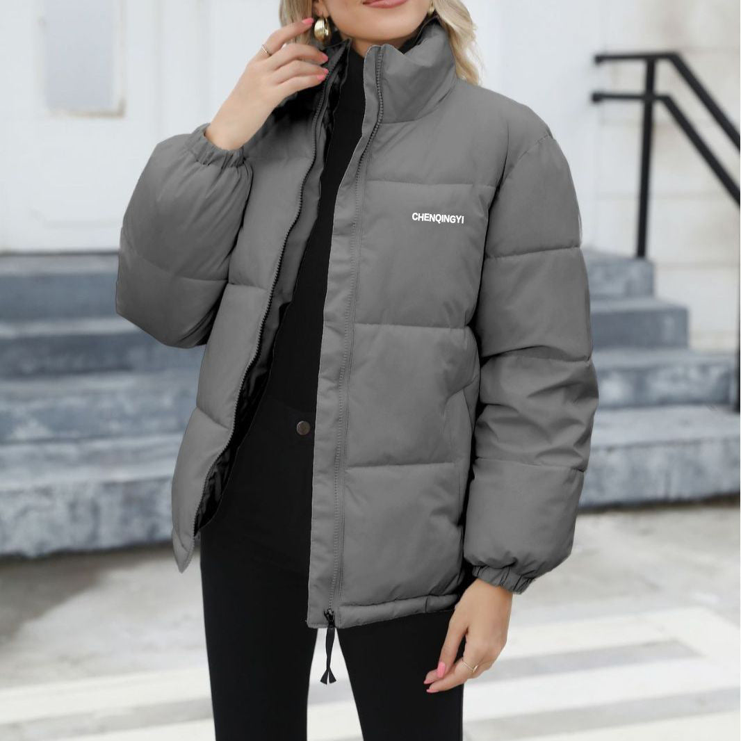 Veste d’hiver femme matelassée, chaude et coupe-vent – Gris
