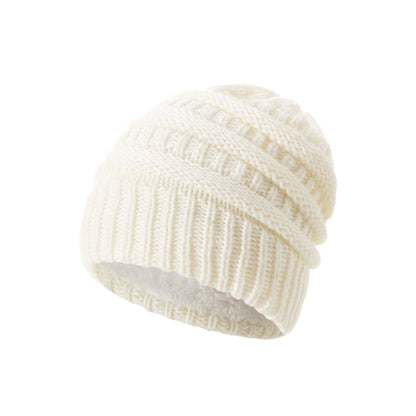 Bonnet en laine tricoté épais – Blanc sans pompon