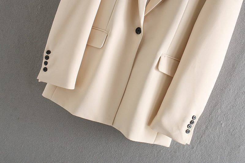 Veste de tailleur oversize décontractée pour femme – Beige
