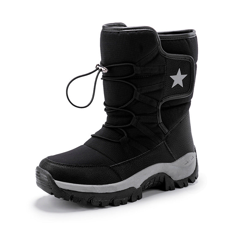 Bottes de neige mi-mollet pour femme – Chaudes, imperméables et confortables – Noir