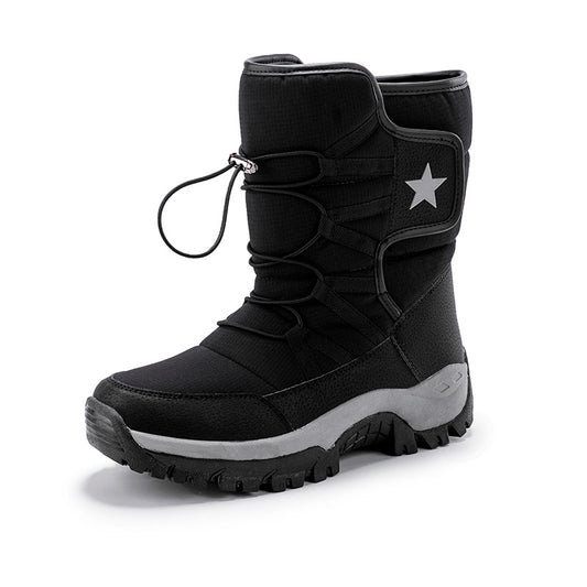 Bottes de neige mi-mollet pour femme – Chaudes, imperméables et confortables – Noir