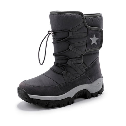 Bottes de neige mi-mollet pour femme – Chaudes, imperméables et confortables – Gris