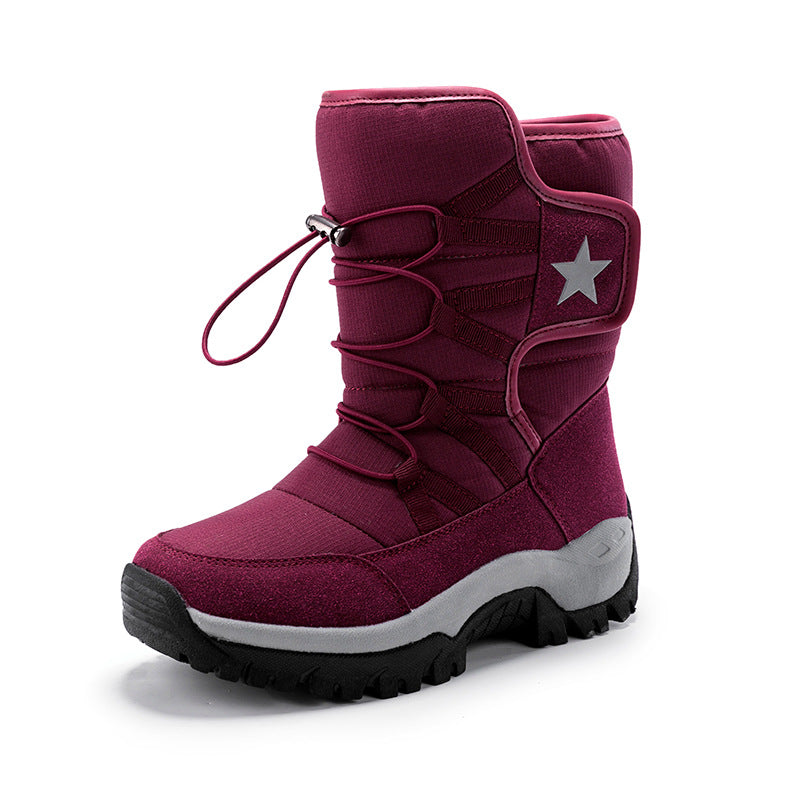 Bottes de neige mi-mollet pour femme – Chaudes, imperméables et confortables – Rouge