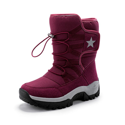 Bottes de neige mi-mollet pour femme – Chaudes, imperméables et confortables – Rouge
