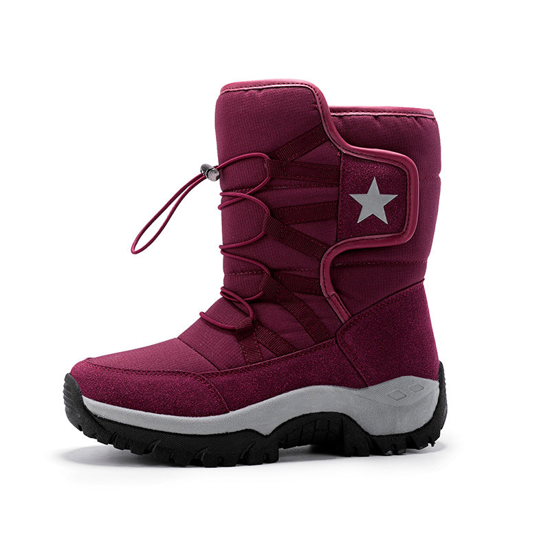 Bottes de neige mi-mollet pour femme – Chaudes, imperméables et confortables – Rouge