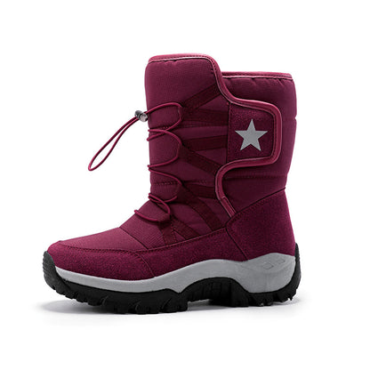 Bottes de neige mi-mollet pour femme – Chaudes, imperméables et confortables – Rouge
