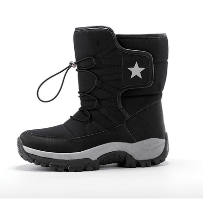 Bottes de neige mi-mollet pour femme – Chaudes, imperméables et confortables – Noir