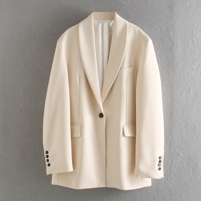 Veste de tailleur oversize décontractée pour femme – Beige