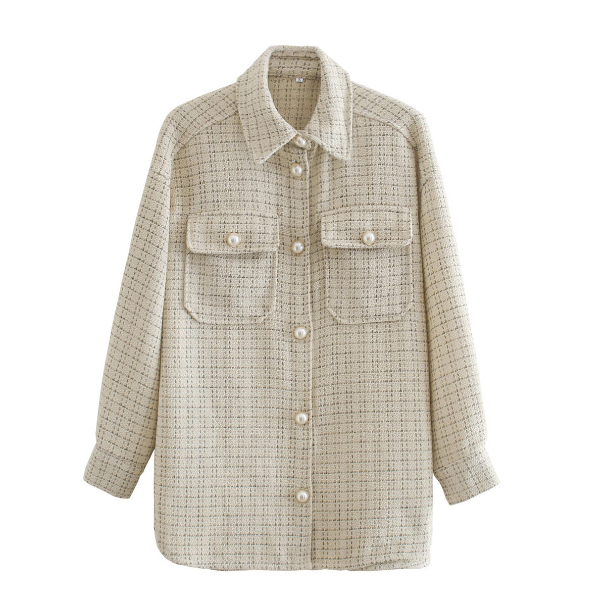Chemise longue oversize à carreaux vintage – Beige