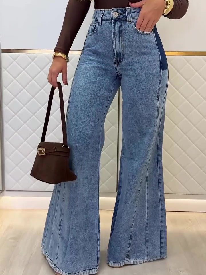Jean flare bleu clair taille haute – Style tendance – Bleu clair
