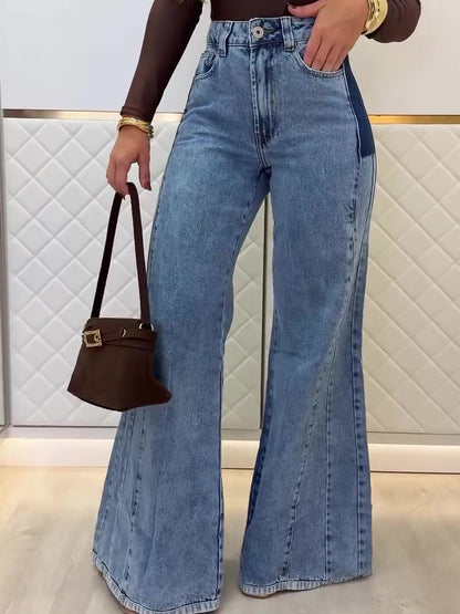 Jean flare bleu clair taille haute – Style tendance – Bleu clair