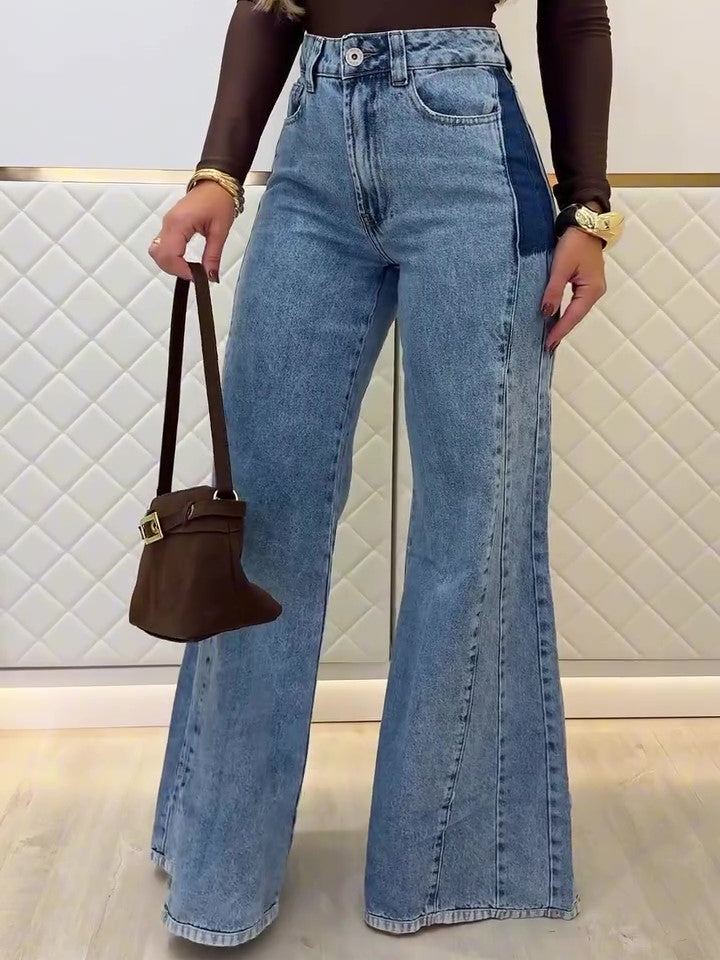 Jean flare bleu clair taille haute – Style tendance – Bleu clair