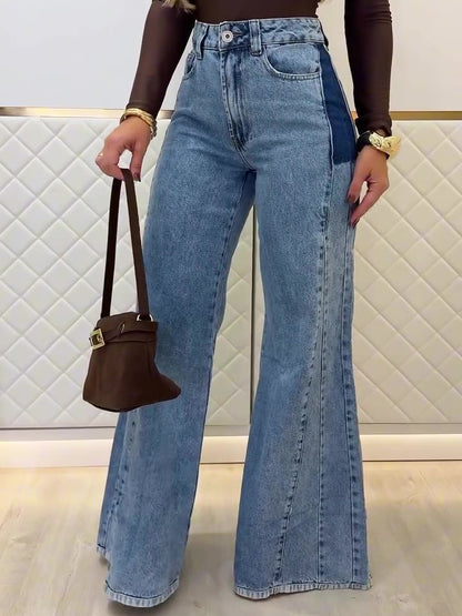 Jean flare bleu clair taille haute – Style tendance – Bleu clair