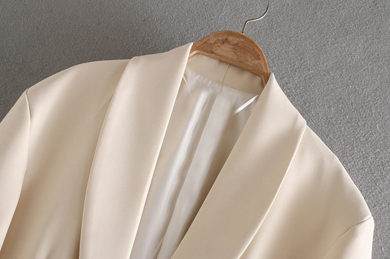 Veste de tailleur oversize décontractée pour femme – Beige
