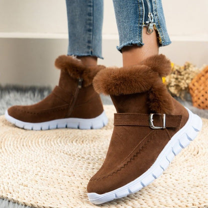Bottines de neige fourrées à boucle – Marron foncé