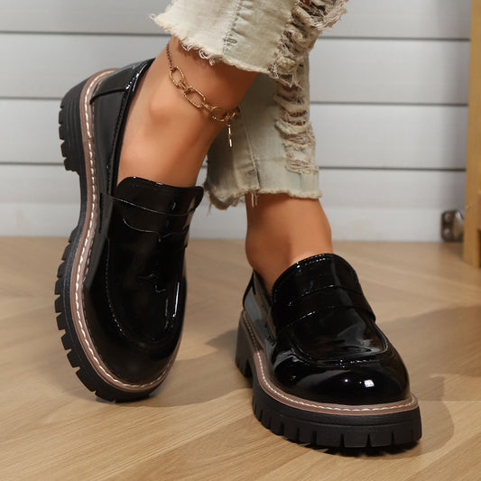 Mocassins style britannique à semelle épaisse et plateforme – Noir