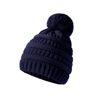 Bonnet en laine tricoté épais – Vert à pompon