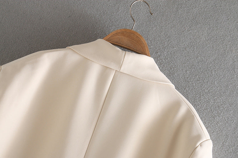 Veste de tailleur oversize décontractée pour femme – Beige