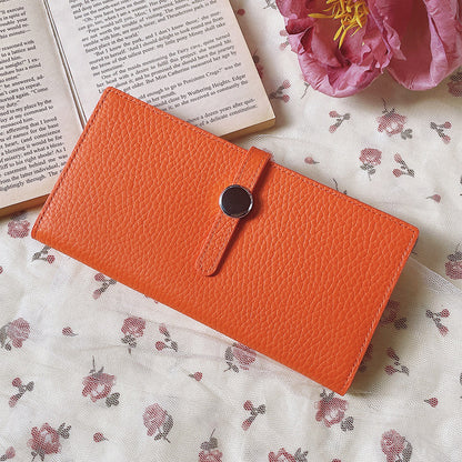 Portefeuille long en cuir véritable – Orange