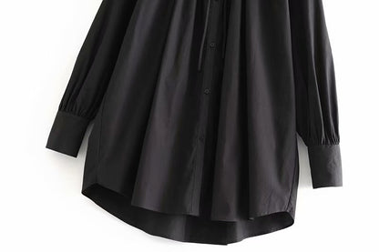 Chemise longue ample à volants – Noir