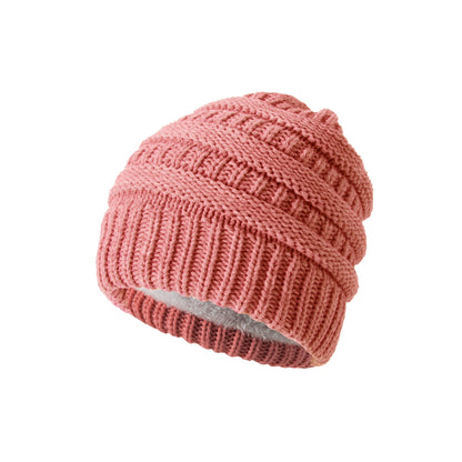 Bonnet en laine tricoté épais – Rose sans pompon