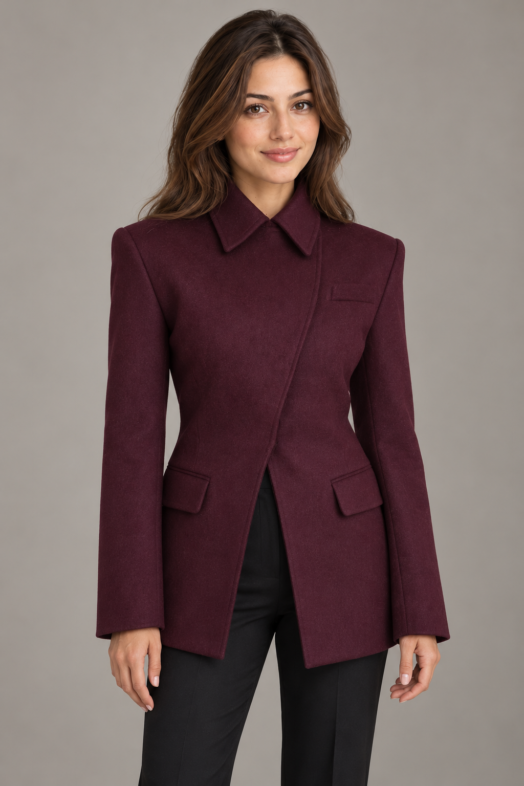 Bloodnew – Blazer bordeaux à boutonnage croisé – Bordeaux – modèle – close