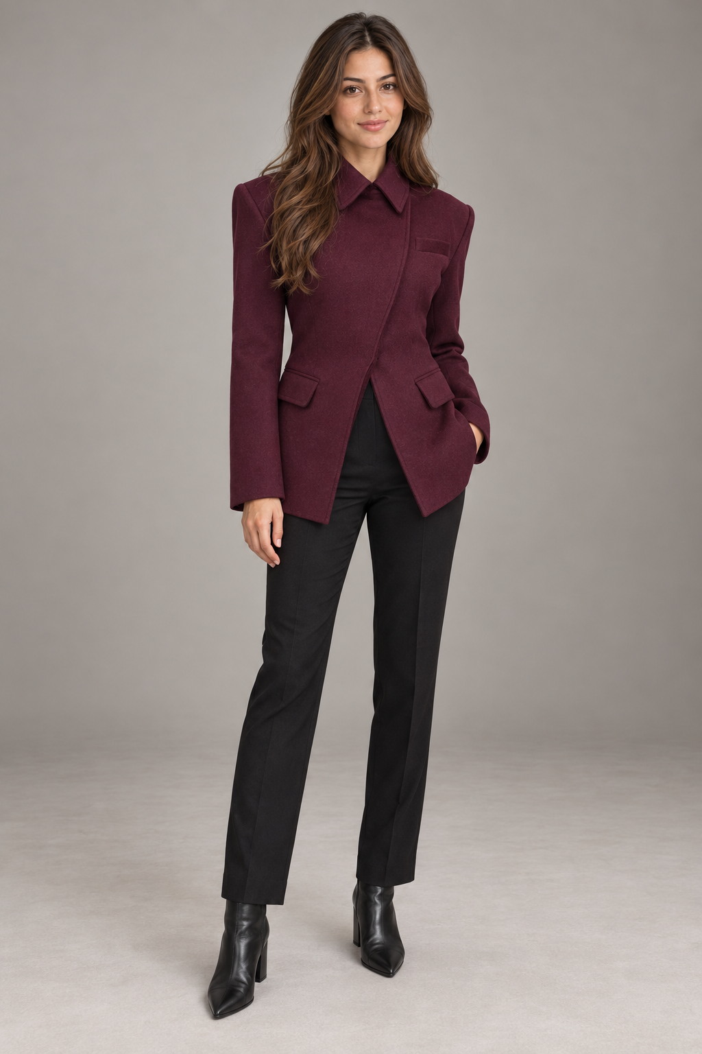 Bloodnew – Blazer bordeaux à boutonnage croisé – Bordeaux – modèle – full