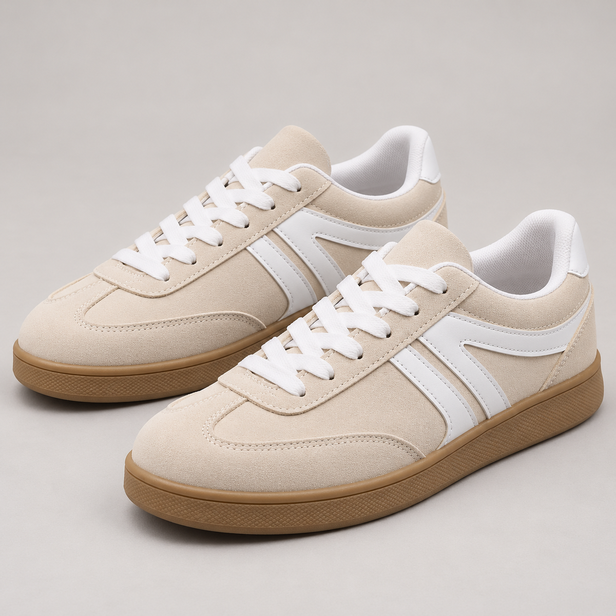 Bloodnew – Baskets plates à lacets bout rond – Style sport, faciles à enfiler – Blanc crème – hero
