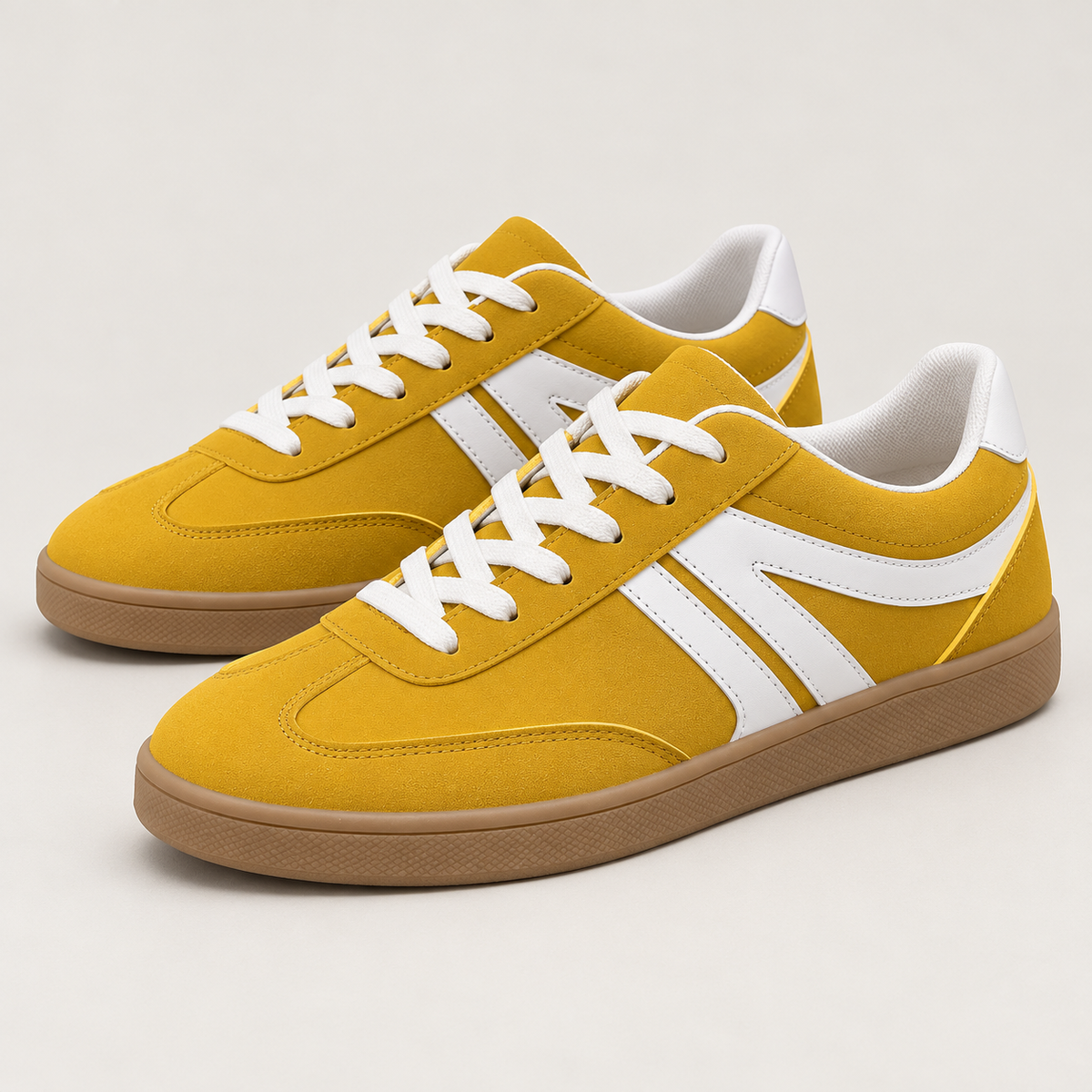 Bloodnew – Baskets plates à lacets bout rond – Style sport, faciles à enfiler – Jaune – detail