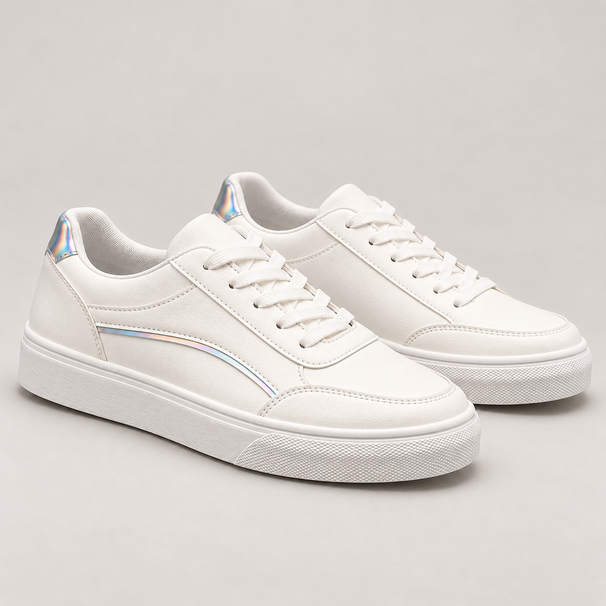 Bloodnew – Chaussures plates à lacets semelle épaisse – Bout rond, faciles à enfiler – Argenté – detail