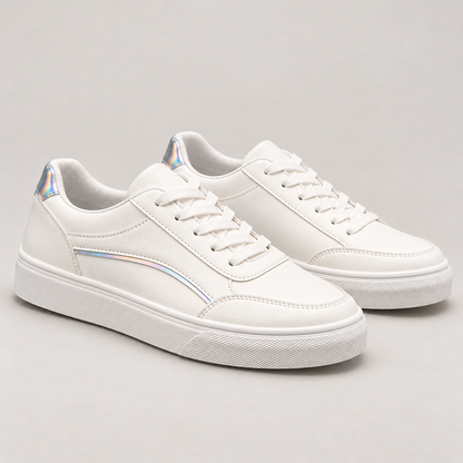 Bloodnew – Chaussures plates à lacets semelle épaisse – Bout rond, faciles à enfiler – Argenté – detail