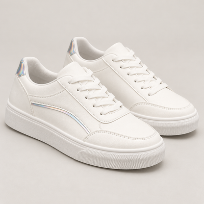Bloodnew – Chaussures plates à lacets semelle épaisse – Bout rond, faciles à enfiler – Argenté – hero
