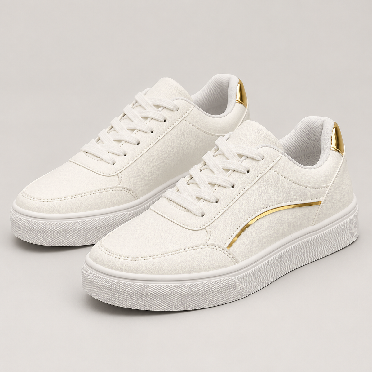 Bloodnew – Chaussures plates à lacets semelle épaisse – Bout rond, faciles à enfiler – Doré – hero