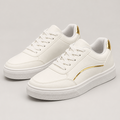 Bloodnew – Chaussures plates à lacets semelle épaisse – Bout rond, faciles à enfiler – Doré – hero
