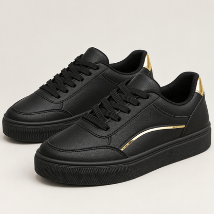 Bloodnew – Chaussures plates à lacets semelle épaisse – Bout rond, faciles à enfiler – Noir – hero