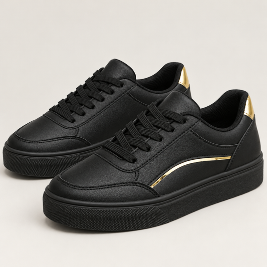 Bloodnew – Chaussures plates à lacets semelle épaisse – Bout rond, faciles à enfiler – Noir – hero