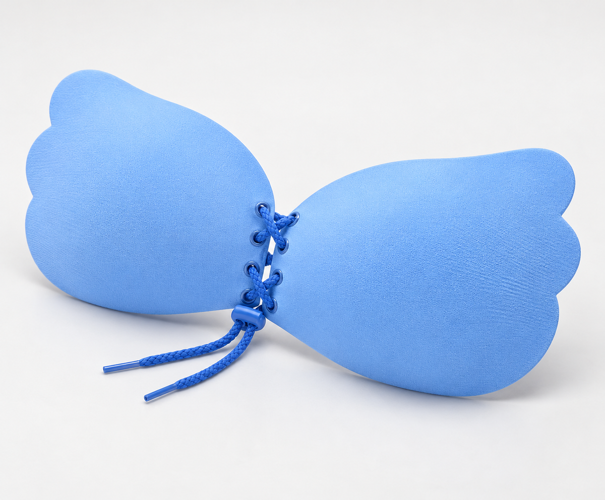 Bloodnew – Soutien-gorge adhésif sans bretelles push-up – Invisible – Bleu – detail
