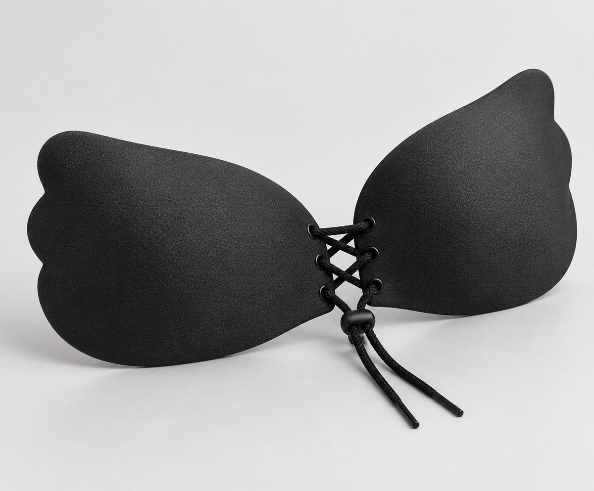 Bloodnew – Soutien-gorge adhésif sans bretelles push-up – Invisible – Noir – detail