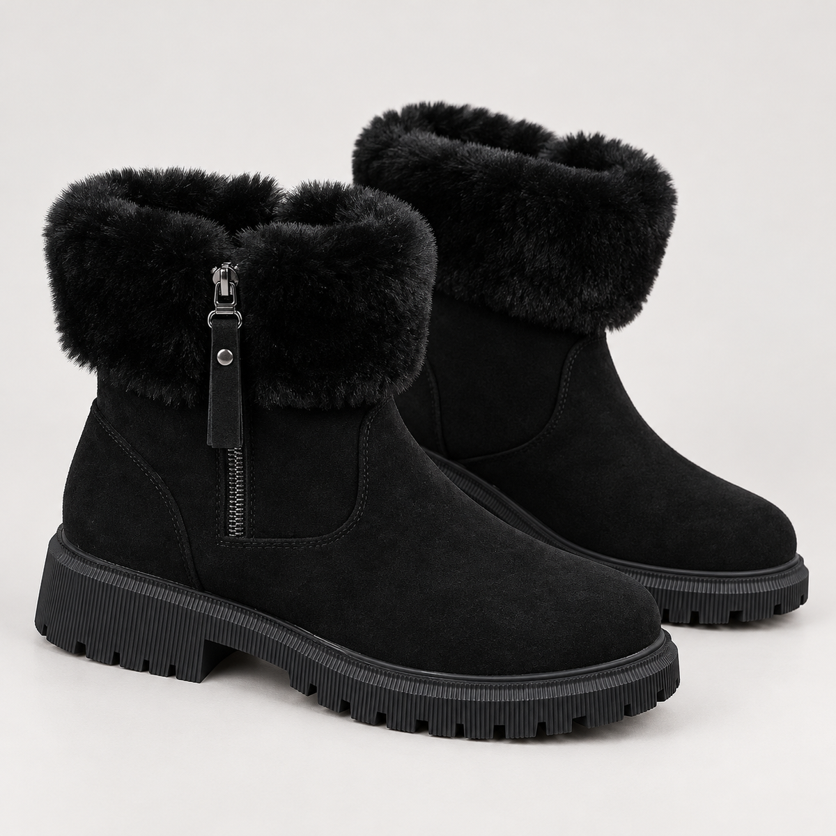 Bloodnew – Bottes de neige fourrées zippées – Chaudes et confortables – Noir – detail