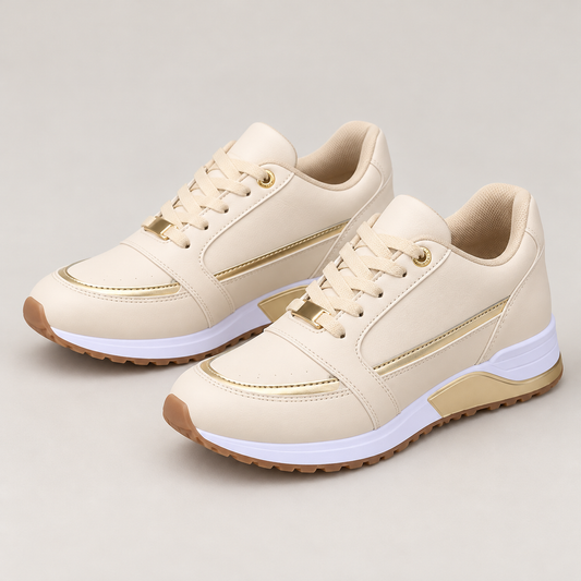 Bloodnew – Baskets plates à lacets légères – Confort pour la marche – Abricot – hero
