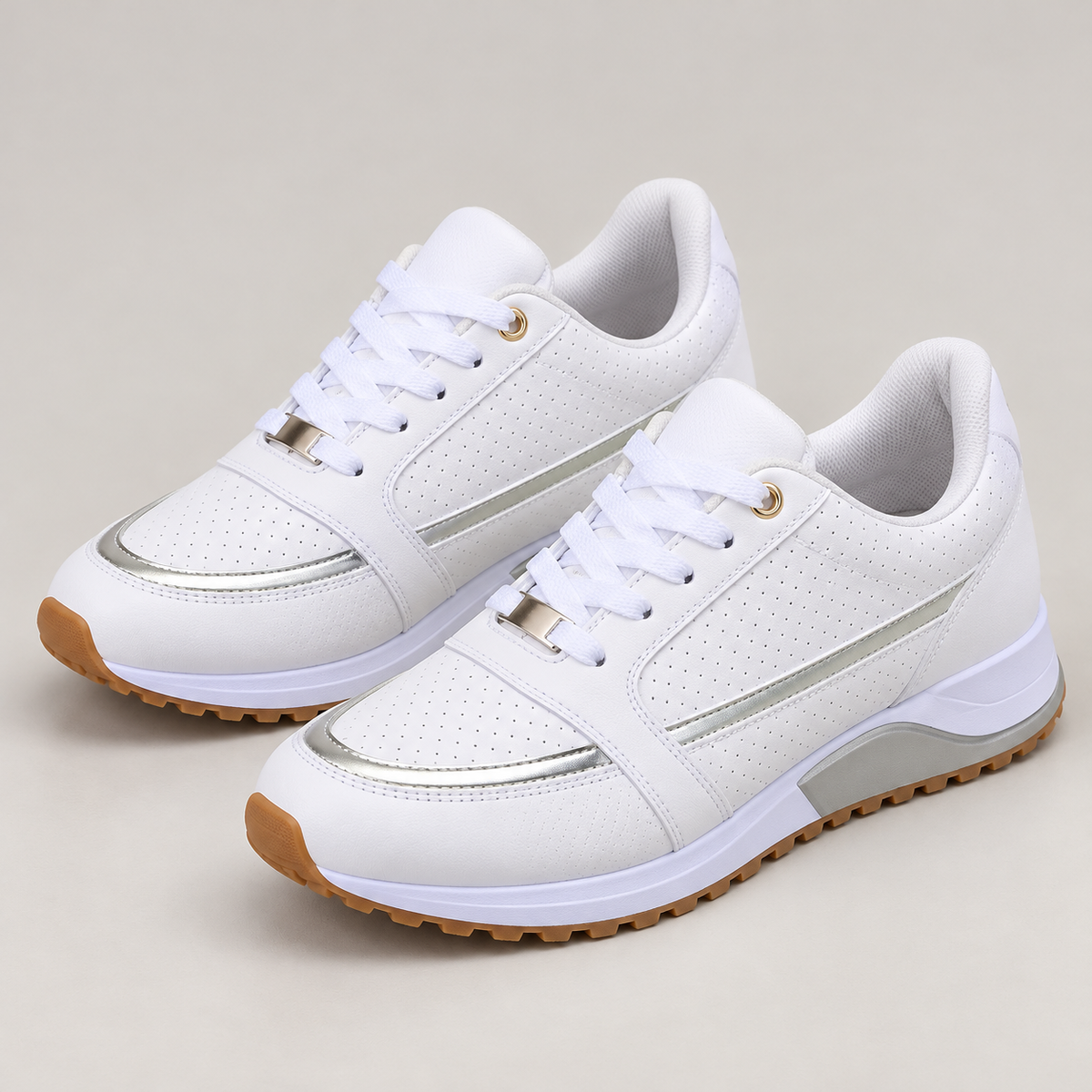 Bloodnew – Baskets plates à lacets légères – Confort pour la marche – Blanc – hero