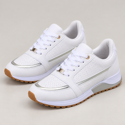 Bloodnew – Baskets plates à lacets légères – Confort pour la marche – Blanc – hero