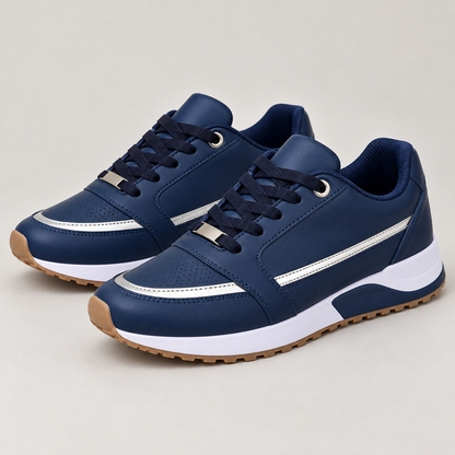 Bloodnew – Baskets plates à lacets légères – Confort pour la marche – Bleu foncé – detail