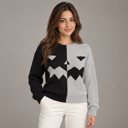 Bloodnew – Pull Halloween bicolore – Gris – close