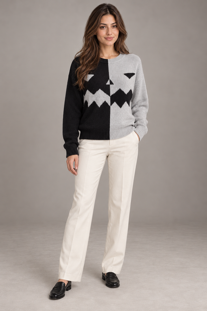 Bloodnew – Pull Halloween bicolore – Gris – full