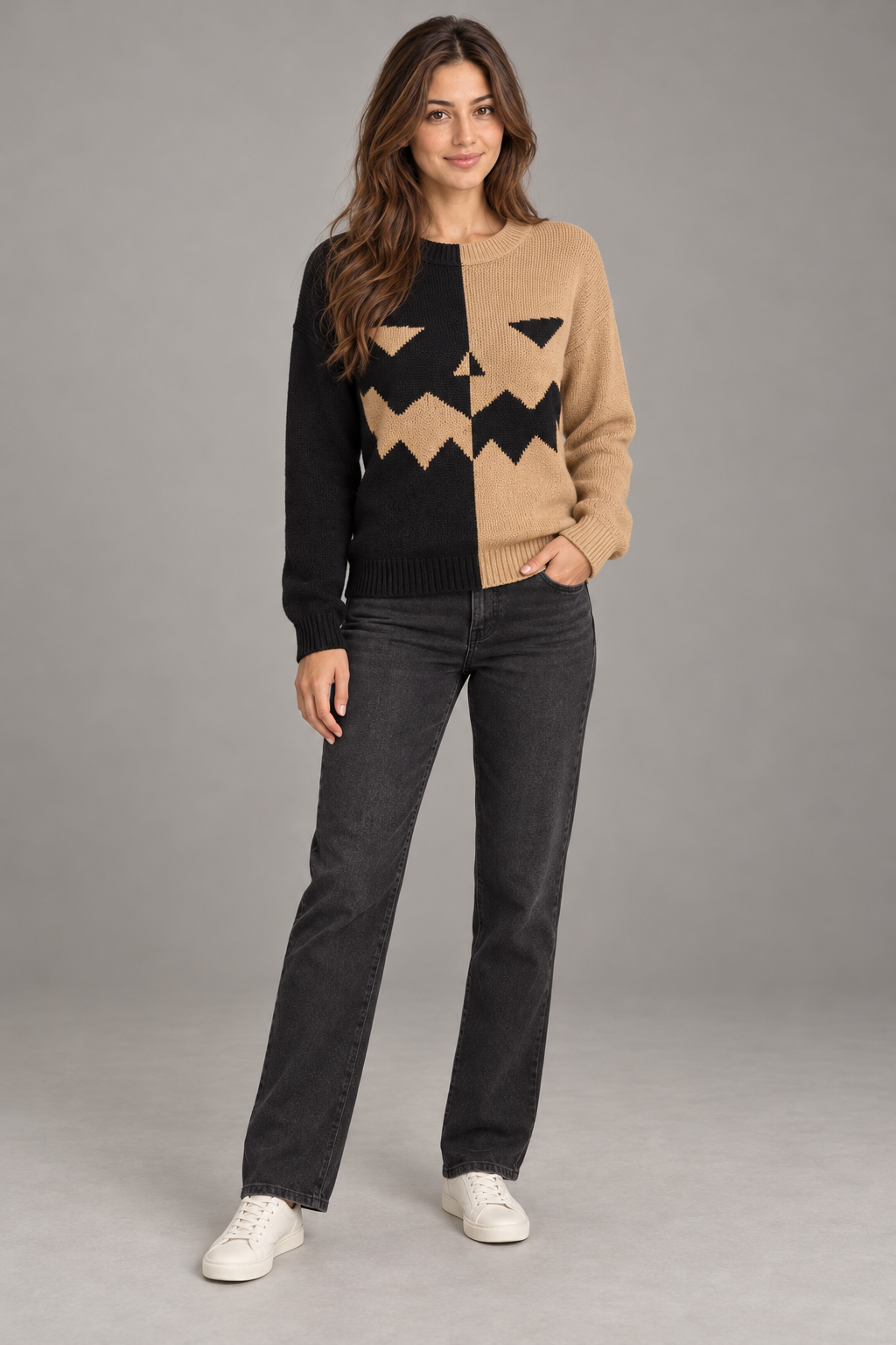 Bloodnew – Pull Halloween bicolore – Kaki – full