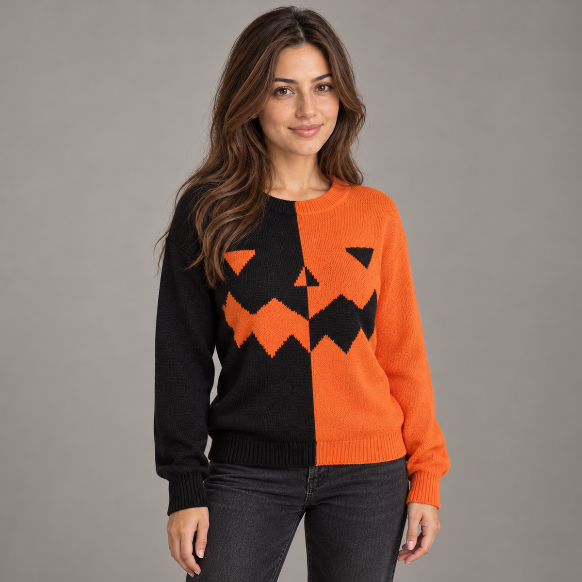 Bloodnew – Pull Halloween bicolore – Orange – close