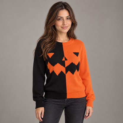 Bloodnew – Pull Halloween bicolore – Orange – close