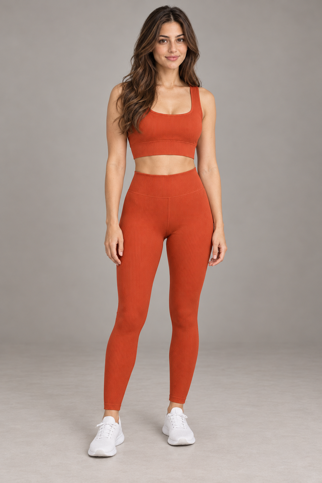 Bloodnew – Ensemble yoga sans coutures 2 pièces – Rouge – modèle – full