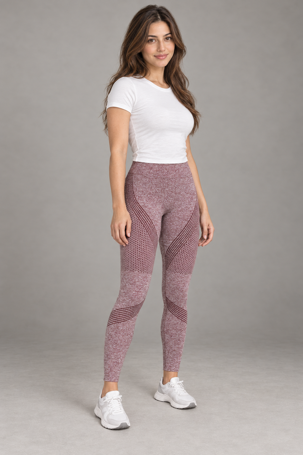 Bloodnew – Legging sans coutures push-up taille haute – Bordeaux – full